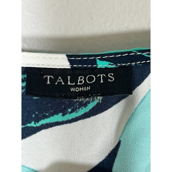 Talbots Floral Top 2X Green Tropical Coastal Resort Preppy Classic Colorful 80s - Picture 2 of 12